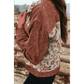 Josie Clay Brown Ribbed Retro Floral Patchwork Shirt Style Jacket