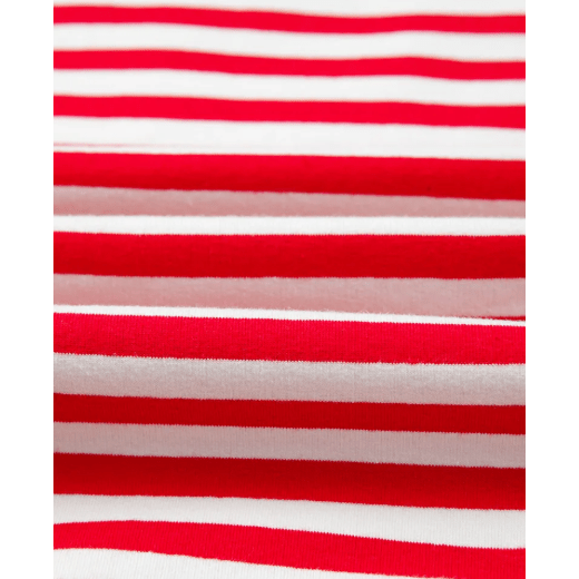 Miley Red Stripe Exposed Seam Drop Shoulder Casual Pullover Top