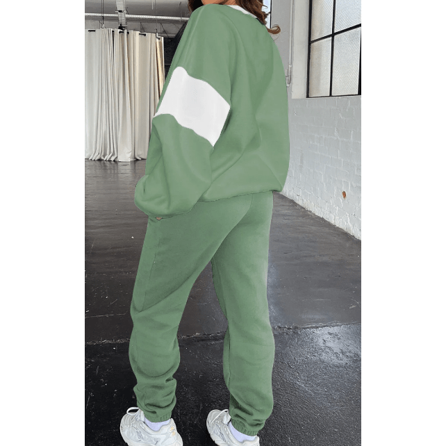 Magnolia Green Drop Shoulder Loose Sweatshirt and Joggers Active Set