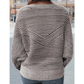 Cari Coffee Striped Print Ribbed Knit Boat Neck Baggy Sweater