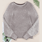 Cari Coffee Striped Print Ribbed Knit Boat Neck Baggy Sweater