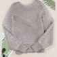 Cari Coffee Striped Print Ribbed Knit Boat Neck Baggy Sweater