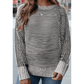 Cari Black Striped Print Ribbed Knit Boat Neck Baggy Sweater
