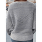 Cari Blue Striped Print Ribbed Knit Boat Neck Baggy Sweater