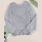 Cari Blue Striped Print Ribbed Knit Boat Neck Baggy Sweater