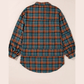 Jaynie Green Plaid Long Sleeve Side Split Distressed Hem Shirt