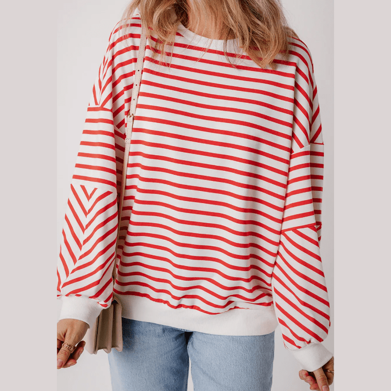 Layla Orange Drop Shoulder Crew Neck Loose Sweatshirt