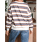 Arlynn Brown Stripe Crew Neck Drop Shoulder Pullover Sweatshirt