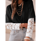 Roselle Black Lace Long Sleeve Insert Drop Shoulder Tee