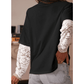 Roselle Black Lace Long Sleeve Insert Drop Shoulder Tee