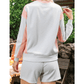 Cari Light Grey Color Block Raw Hem Pullover and Casual Shorts Set