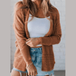 Briella Brown Mix Pattern Hollowed Knit Open Front Cardigan