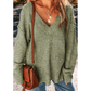 Trinky Jungle Green Loose Eyelet V Neck Drop Shoulder Sweater