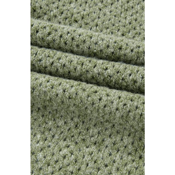 Trinky Jungle Green Loose Eyelet V Neck Drop Shoulder Sweater