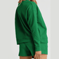 Jamilla Green Textured Long Sleeve Top and Drawstring Shorts Set