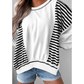 Mabry Black Stripe Colorblock Patchwork Contrast Stitching Oversize Sweatshirt