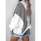 Mabry Black Stripe Colorblock Patchwork Contrast Stitching Oversize Sweatshirt