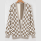 Cammie Brown Checkered Open Front Drop Shoulder Cardigan