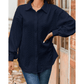 Maddox  Navy Cable Texture Puff Sleeve Loose Shacket
