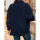 Maddox  Navy Cable Texture Puff Sleeve Loose Shacket