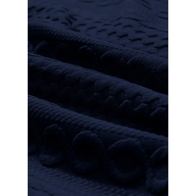 Maddox  Navy Cable Texture Puff Sleeve Loose Shacket