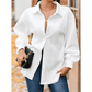 Maddox White Cable Texture Puff Sleeve Loose Shacket