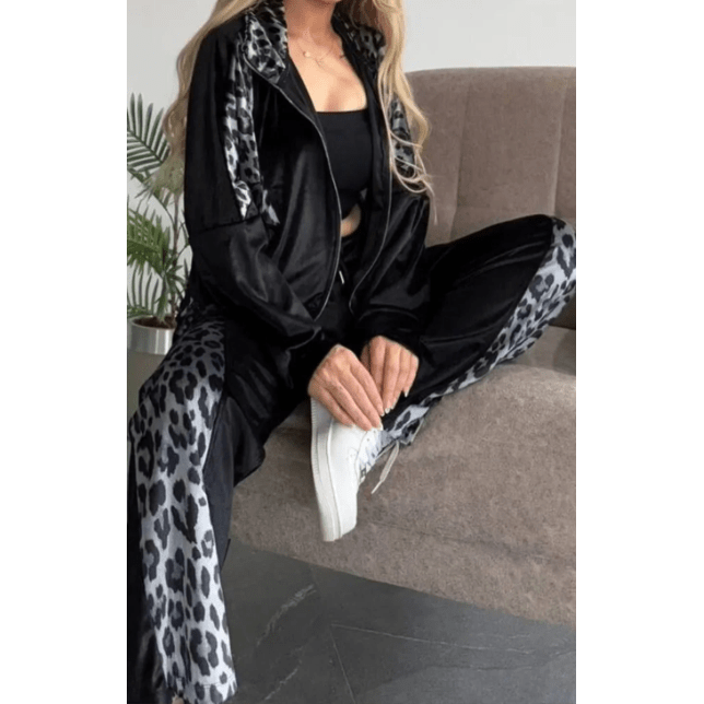 Gertie Leopard Print Two Piece Zipped Lounge Set - 3 Colors