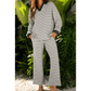 Frances Black Stripe Collared Pullover Top and Drawstring Pant Set