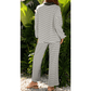 Frances Black Stripe Collared Pullover Top and Drawstring Pant Set