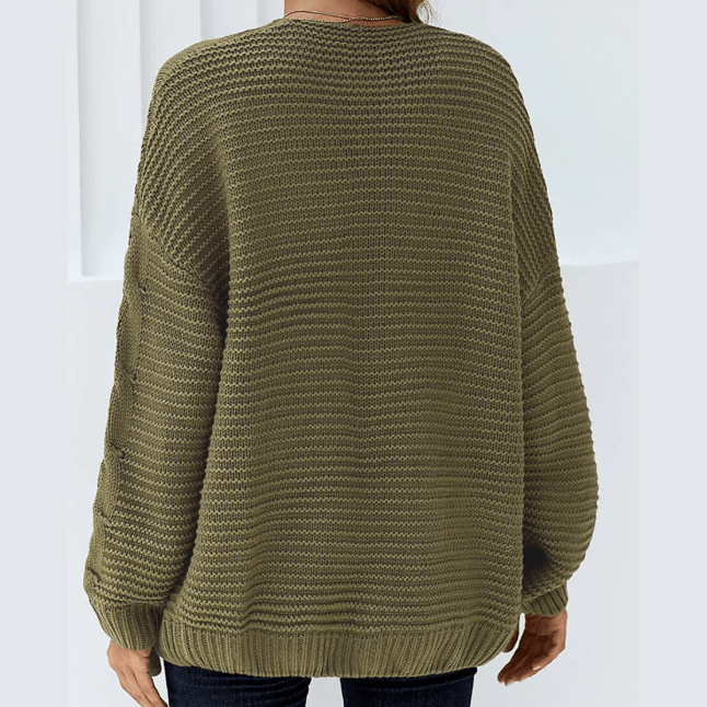 Narah Olive Chunky Wide Knit Cardigan