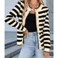 Kassidy Apricot/Black Stripe Chic Golden Button Cardigan Sweater