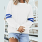 White Varsity Striped Detail Drop Shoulder Oversized Sweatshirt