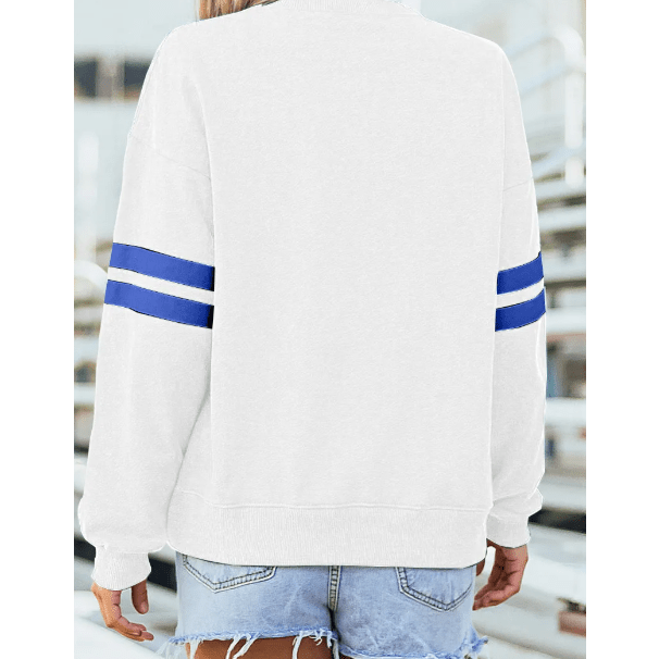 White Varsity Striped Detail Drop Shoulder Oversized Sweatshirt