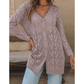 Marjorie Taupe Hollow-out Openwork Knit Cardigan