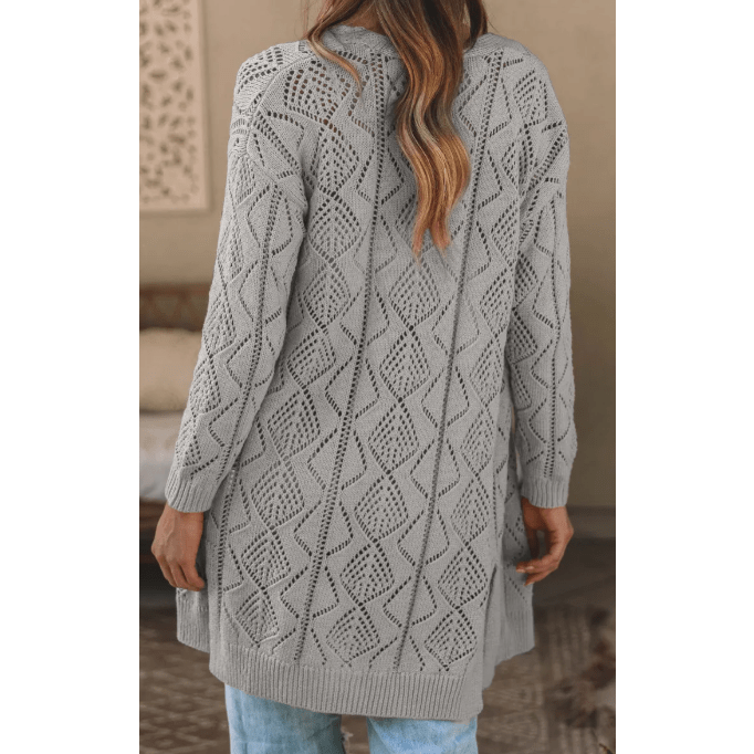 Marjorie Grey Hollow-out Openwork Knit Cardigan