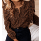 Catie Brown Leopard Print Ruffled Puff Sleeve Blouse