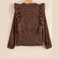 Catie Brown Leopard Print Ruffled Puff Sleeve Blouse