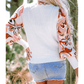Effy White Floral Patch Bishop Sleeve Sweater
