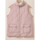 Lunden Pink Reversible Black Fleece Lined Quilted Zip up Vest