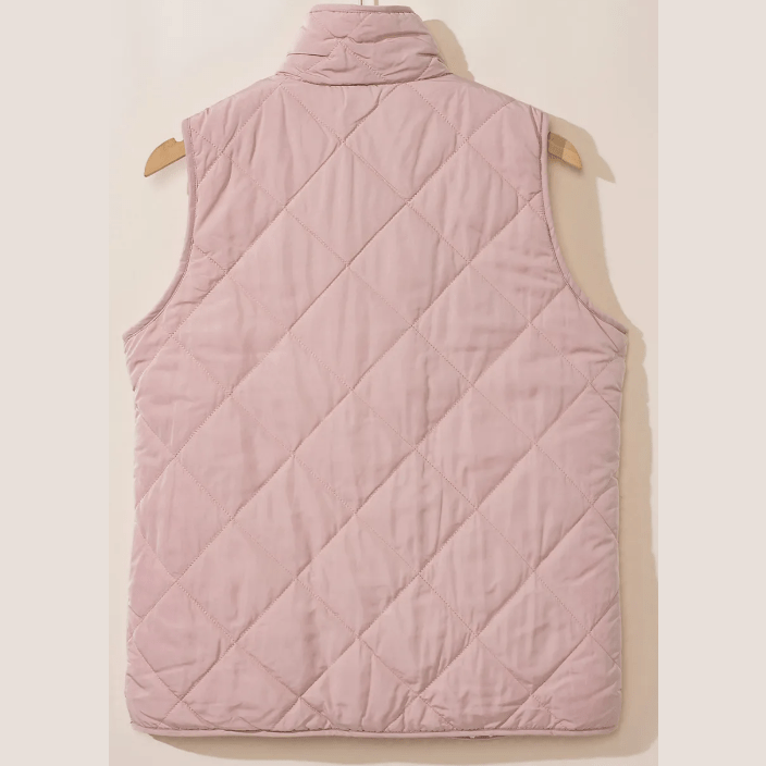 Lunden Pink Reversible Black Fleece Lined Quilted Zip up Vest