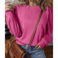 RTS Lynn Pink Patchwork Sleeve Round Neck Sweatshirt