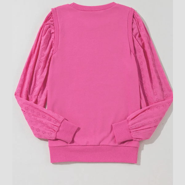 RTS Lynn Pink Patchwork Sleeve Round Neck Sweatshirt