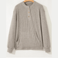 Karty Khaki Rib Textured Henley Knit Top