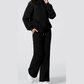 Bellah Black Drop Shoulder Zip Up Jacket Drawstring Pants Active 2pcs Set