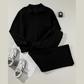Bellah Black Drop Shoulder Zip Up Jacket Drawstring Pants Active 2pcs Set