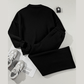 Bellah Black Drop Shoulder Zip Up Jacket Drawstring Pants Active 2pcs Set