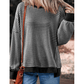 Dayna Black Stripe Ribbed Trim Drop Shoulder Long Sleeve Oversize Top