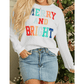White Merry And Bright Cable Knit Pullover Sweatshirt