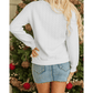 White Merry And Bright Cable Knit Pullover Sweatshirt