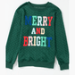 Green Merry And Bright Cable Knit Pullover Sweatshirt